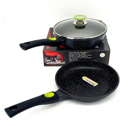 Lot: Poêles 20-24-28cm-Casserole 20cm-Sauteuse 28cm-grill 28cm-Faitouts  20-24-28cm - Klaus Klaus P202428C20S28G28F202428K : Natural cook  professionnel - N°1 des ustensiles de cuisine pro