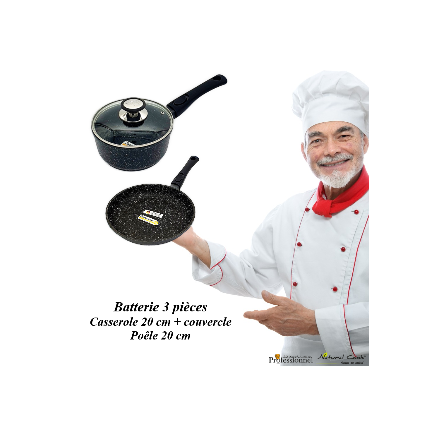 Casserole 20cm Façon Pierre Manche Amovible - Homme Prive