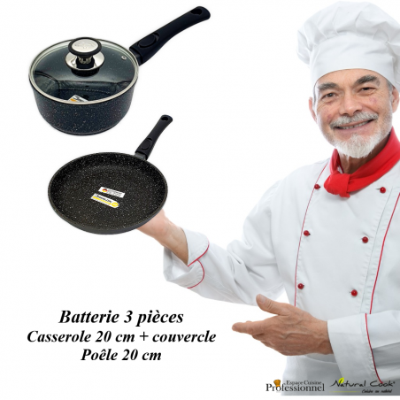 Lot Poêle 20cm Faitout 20cm Casserole 20cm Plat carré 20cm Espace Cuisine  Professionnel