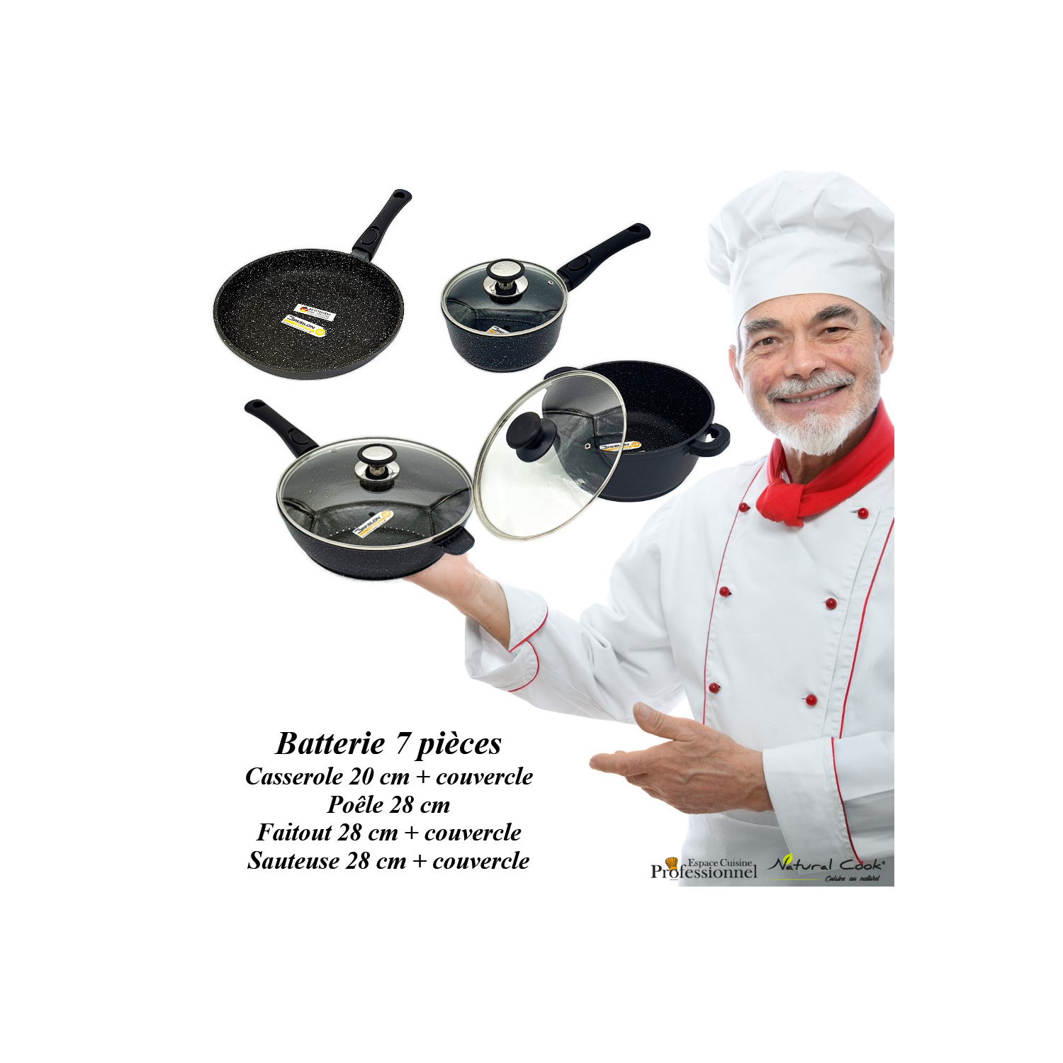 Poêle 28 - Faitout 28 - Sauteuse 28 - Casserole 20 cm Espace Cuisine Pro