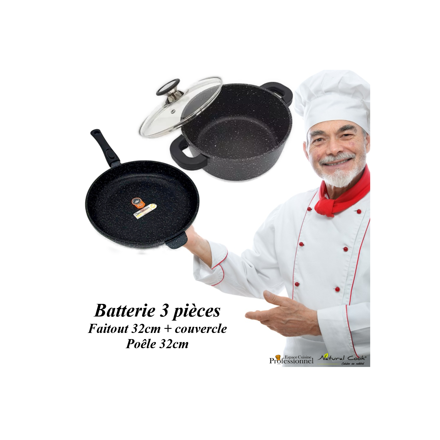 Lot Faitout / Poêle 32cm Espace Cuisine Professionnel