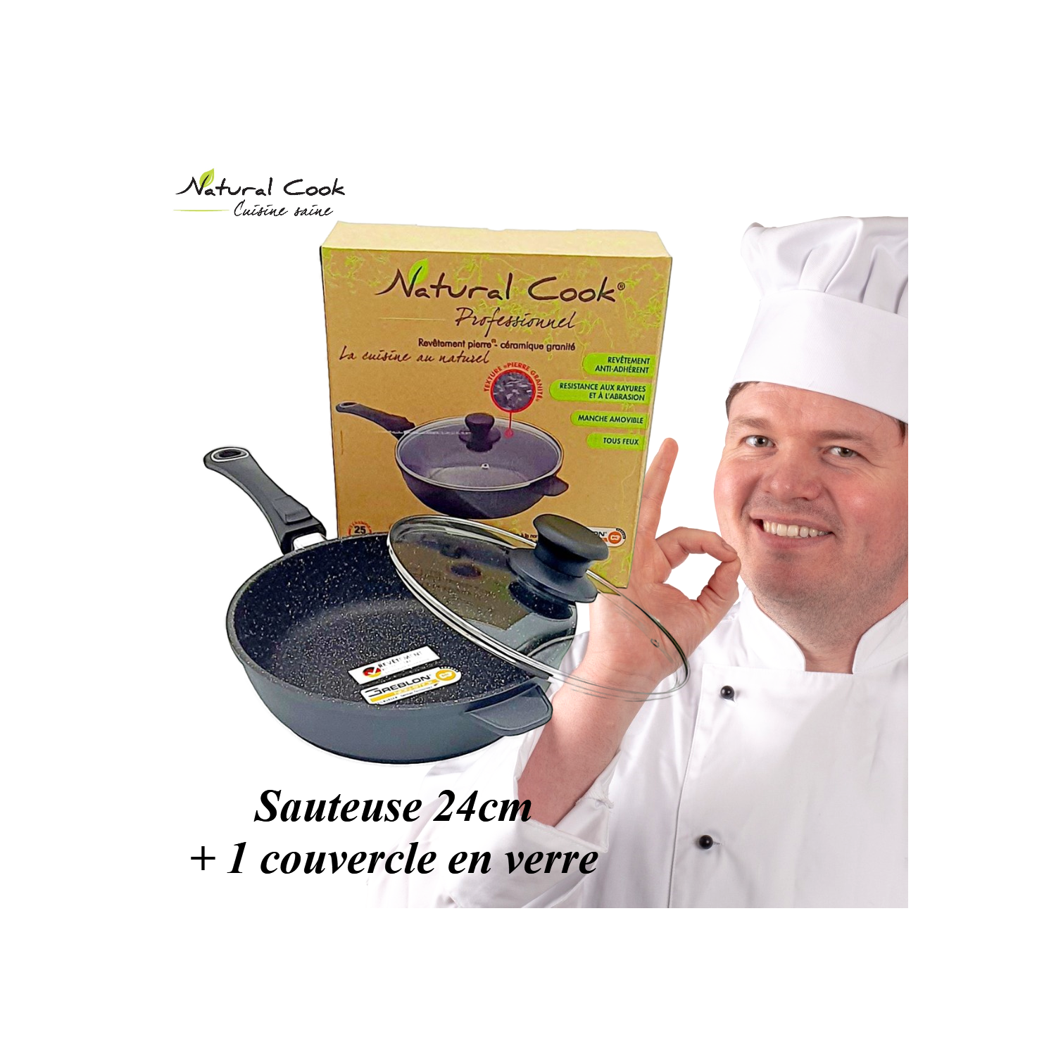 Sauteuse 24 Natural Cook Manche amovible