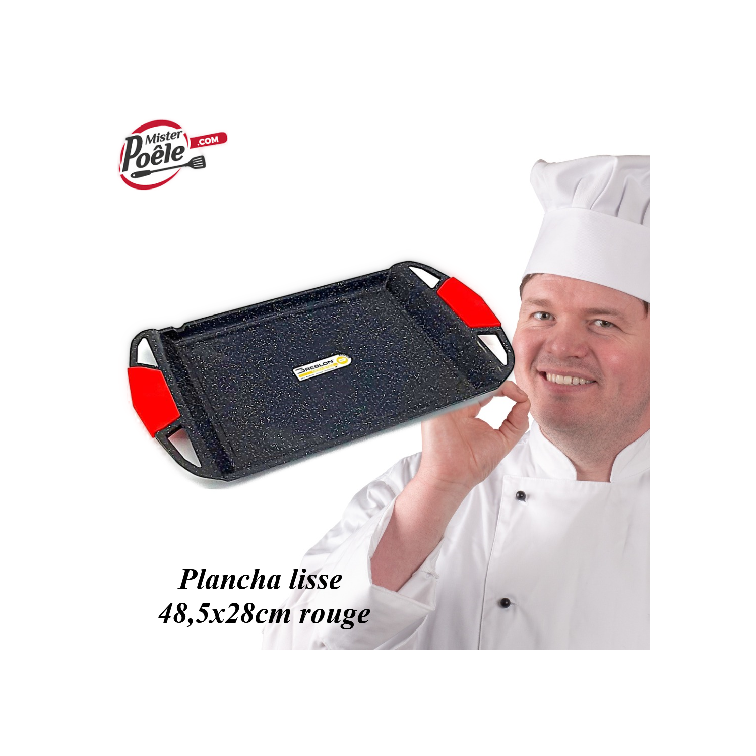 Plancha lisse 48,5x28cm rouge