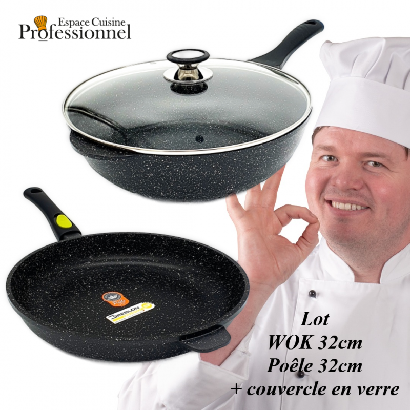 Poêle 32cm / Wok 32cm Espace Cuisine Professionnel