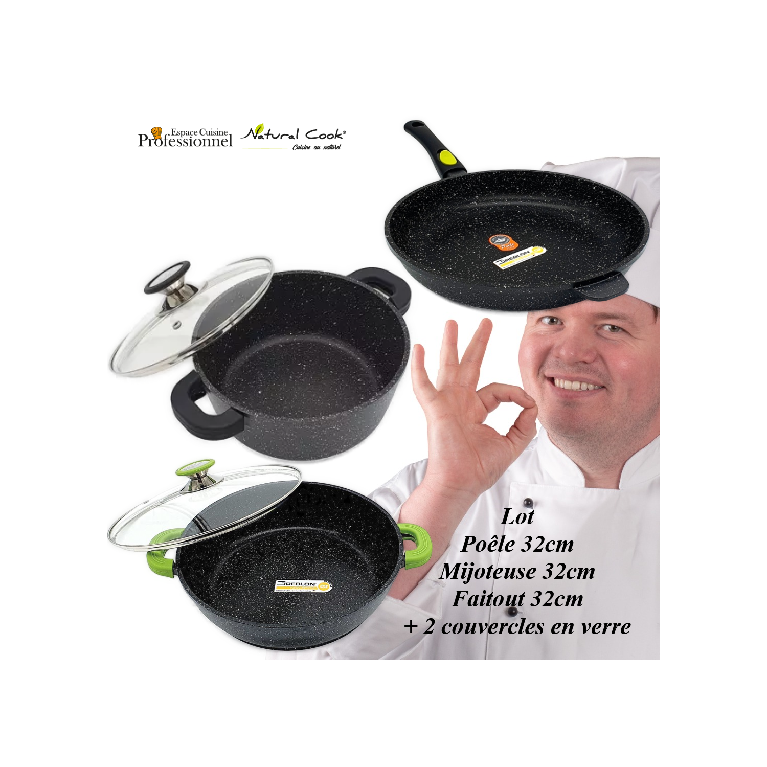 Poêle 32/Faitout 32cm/Mijoteuse 32cm Espace Cuisine Professionnel