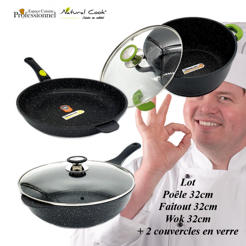 Lot Faitout / Poêle 32cm Espace Cuisine Professionnel