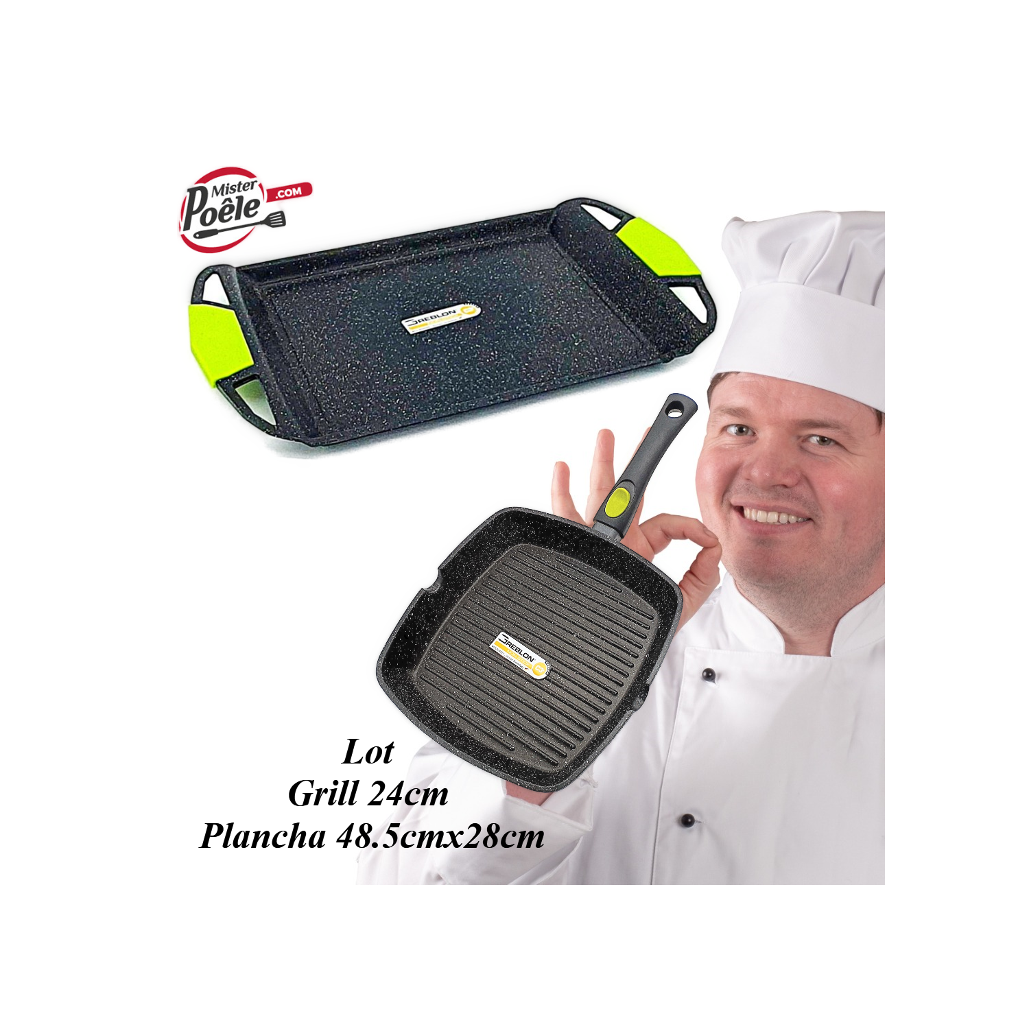 Grill 24cm  Plancha 48.5cmx28cm Espace Cuisine Professionnel