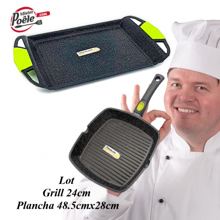 Grill 24cm  Plancha 48.5cmx28cm Espace Cuisine Professionnel