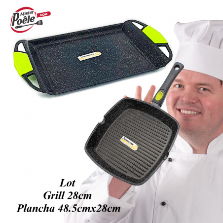 Grill 28cm Plancha 48.5cmx28cm Espace Cuisine Professionnel