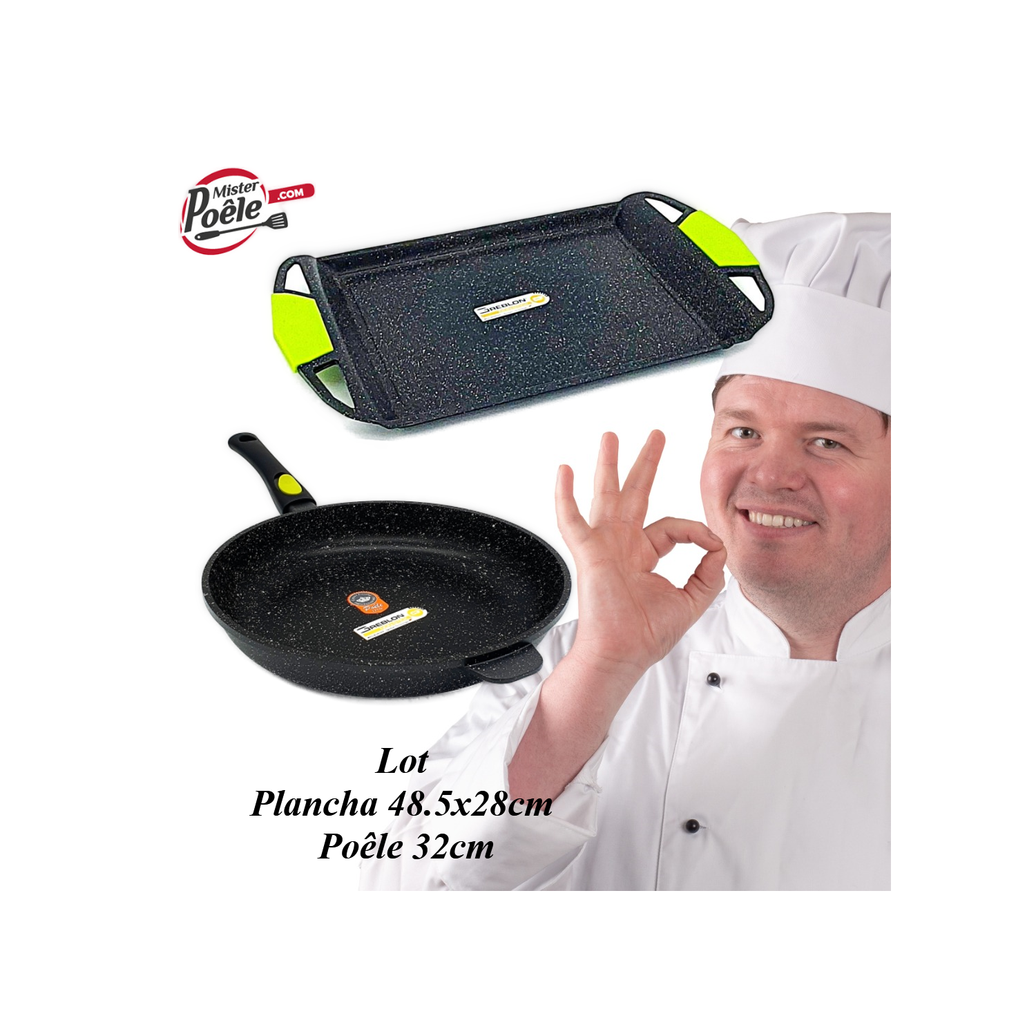 Poêle 32cm / Plancha 48.5cmx28cm Espace Cuisine Professionnel