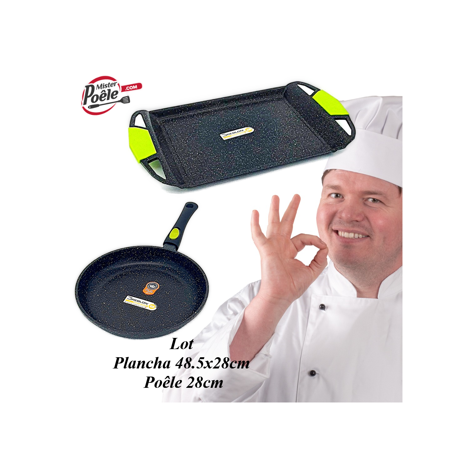 Poêle 28cm / Plancha 48.5cmx28cm Espace Cuisine Professionnel