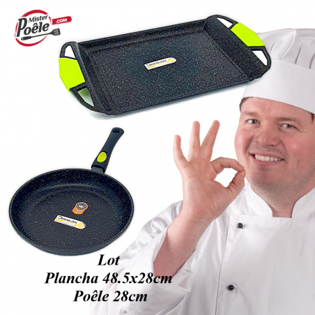 Poêle 28cm / Plancha 48.5cmx28cm Espace Cuisine Professionnel