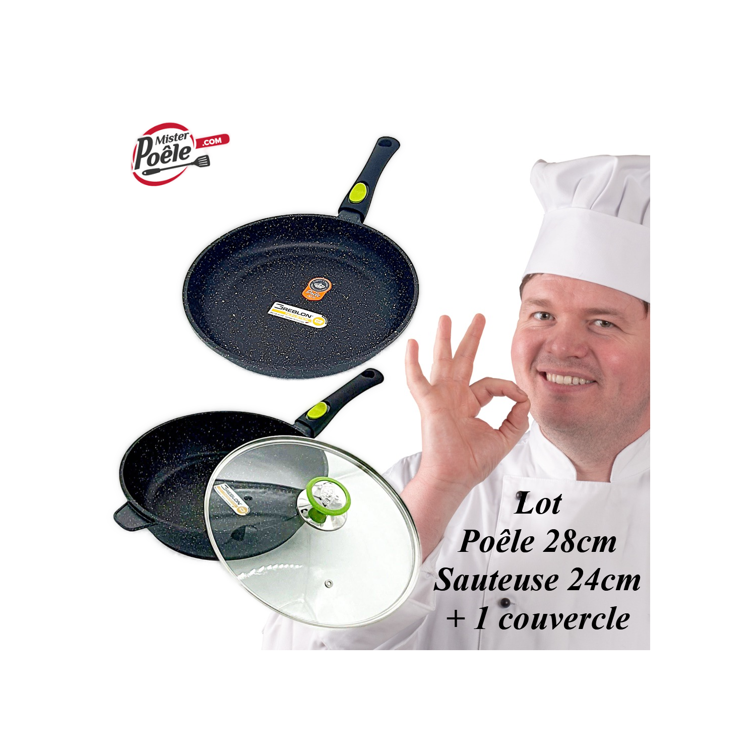 Sauteuse 24 et poêle 28 cm Espace Cuisine Professionnel