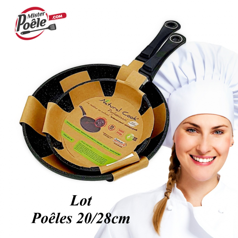 Lot: Poêles 20/28cm Natural Cook Professionnel Lot: Poêles 20/28cm Natural Cook Professionnel