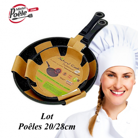 Lot: Poêles 20/28cm Natural Cook Professionnel