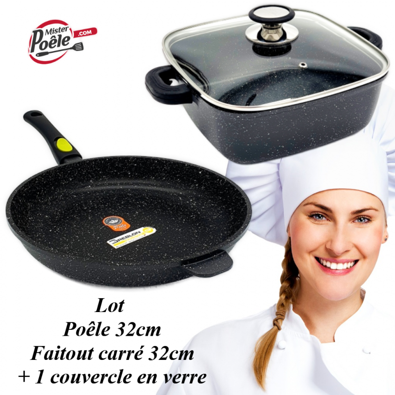 Faitout carré 32cm - 5.5 litres - Poêle 32cm Espace Cuisine