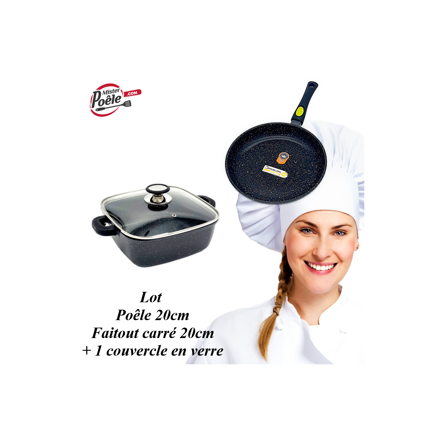 Faitout carré 20cm et poêle 20cm Espace Cuisine Professionnel