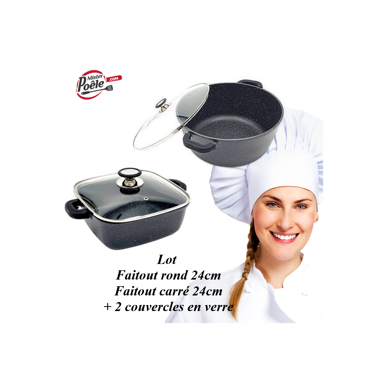 Faitout rond 24cm / Plat carré 24cm  Espace Cuisine Professionnel