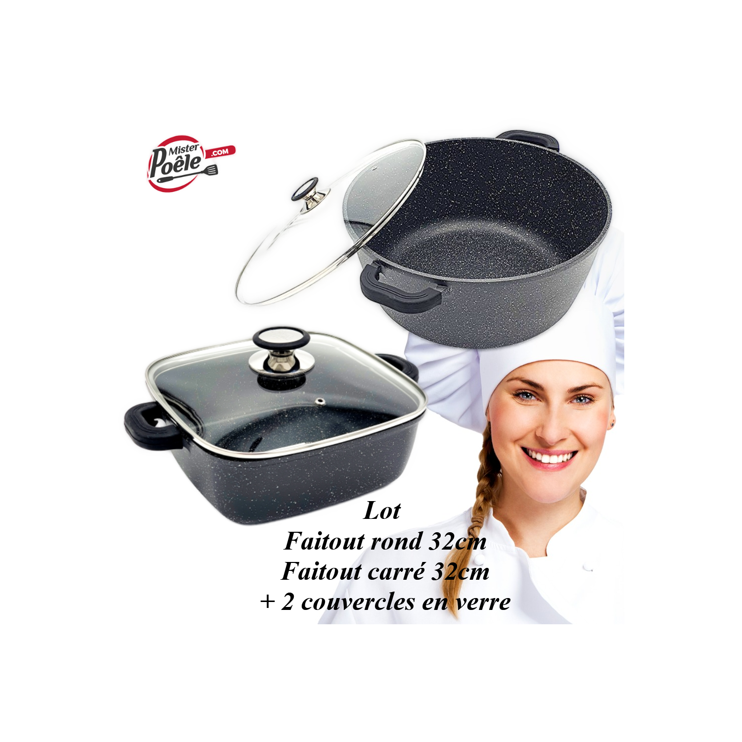 Faitout rond 32cm / Plat carré 32cm  Espace Cuisine Professionnel