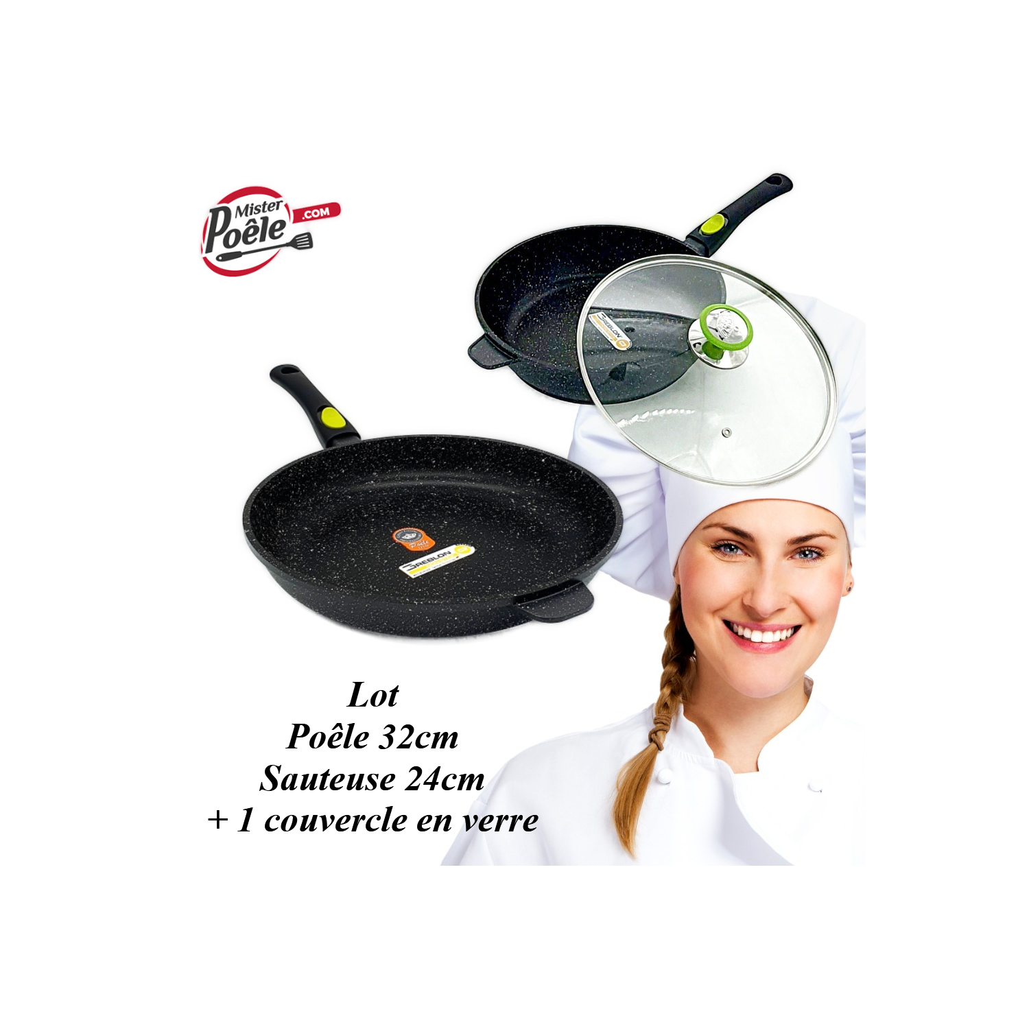 Sauteuse 24 cm/Poêle 32 cm Espace Cuisine Professionnel