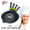 Lot: Poêles 20/24/28/32cm Espace Cuisine Professionnel