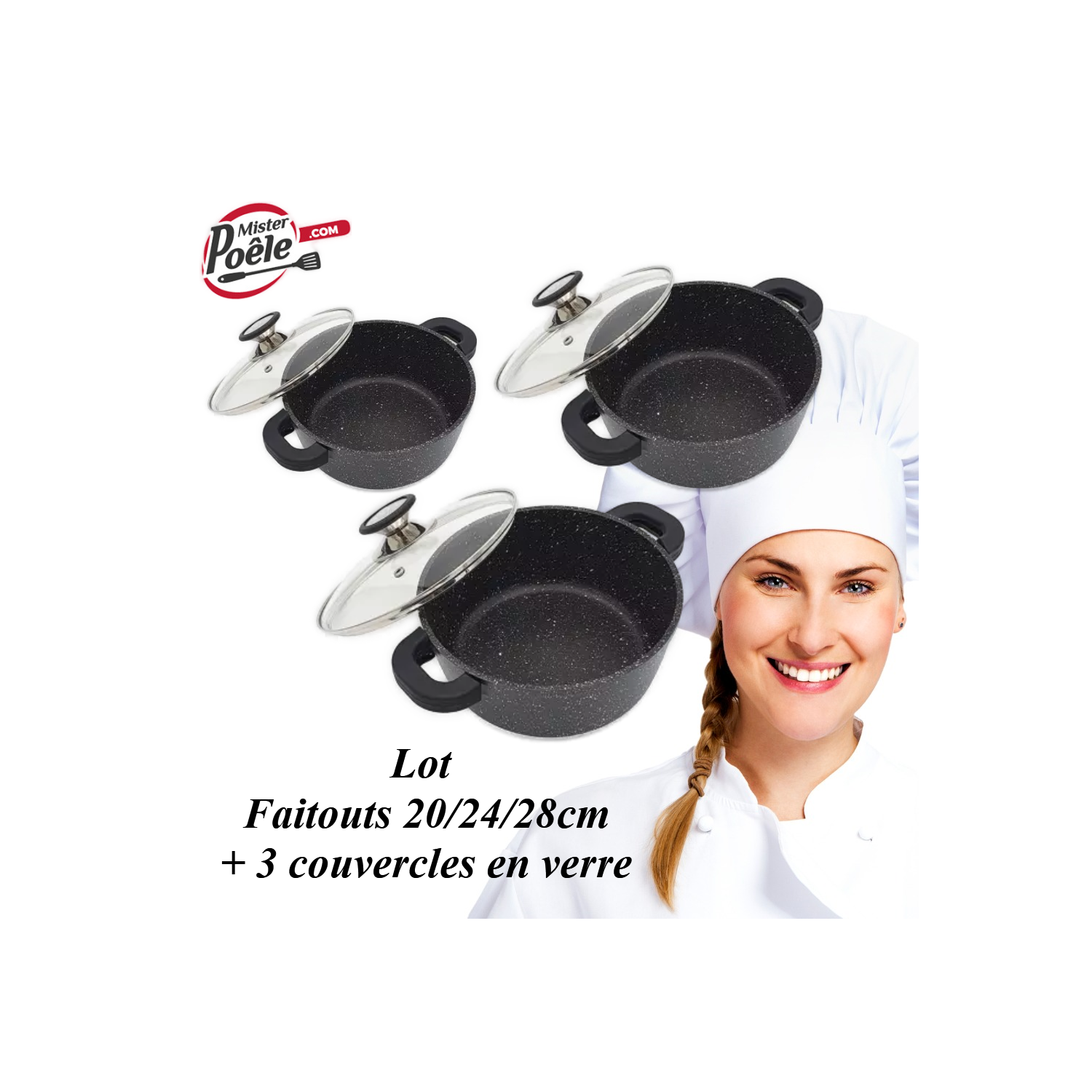 Lot: Faitouts 20/24/28cm Espace cuisine Professionnel