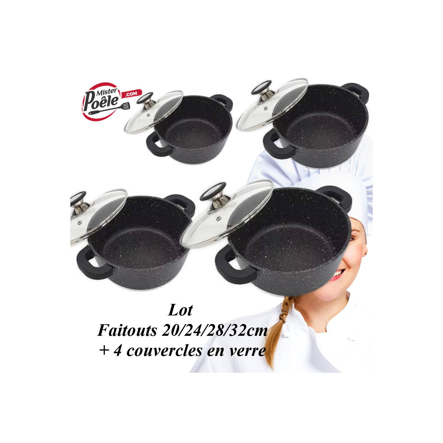 Lot: Faitouts 20/24/28/32cm Espace cuisine Professionnel
