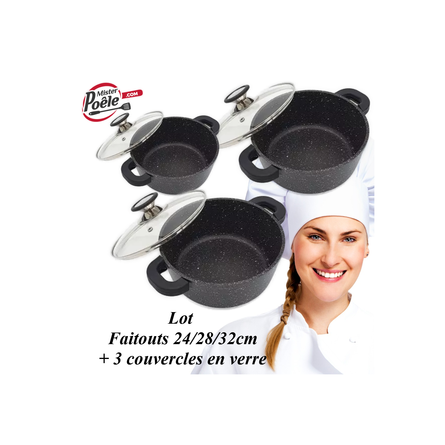 Lot: Faitouts 24/28/32cm Espace cuisine Professionnel