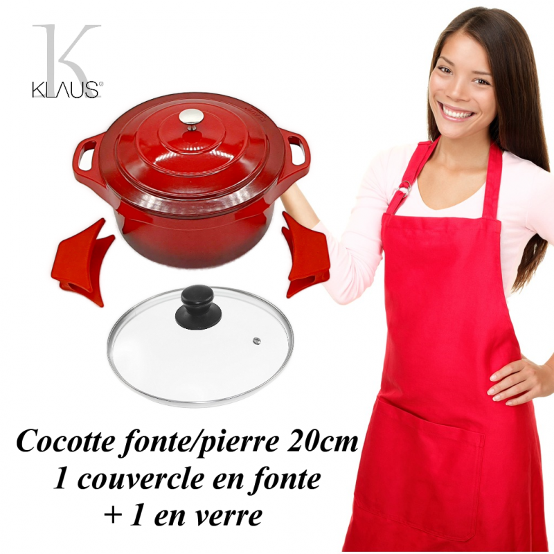 Faitout en Fonte intérieur pierre 20cm 1.5 litres Klaus