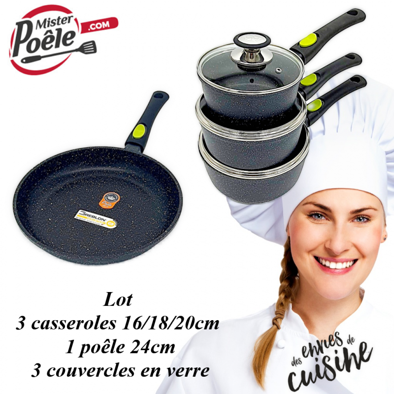 3 casseroles 16/18/20cm 1 poêle 24cm Espace Cuisine Professionnel