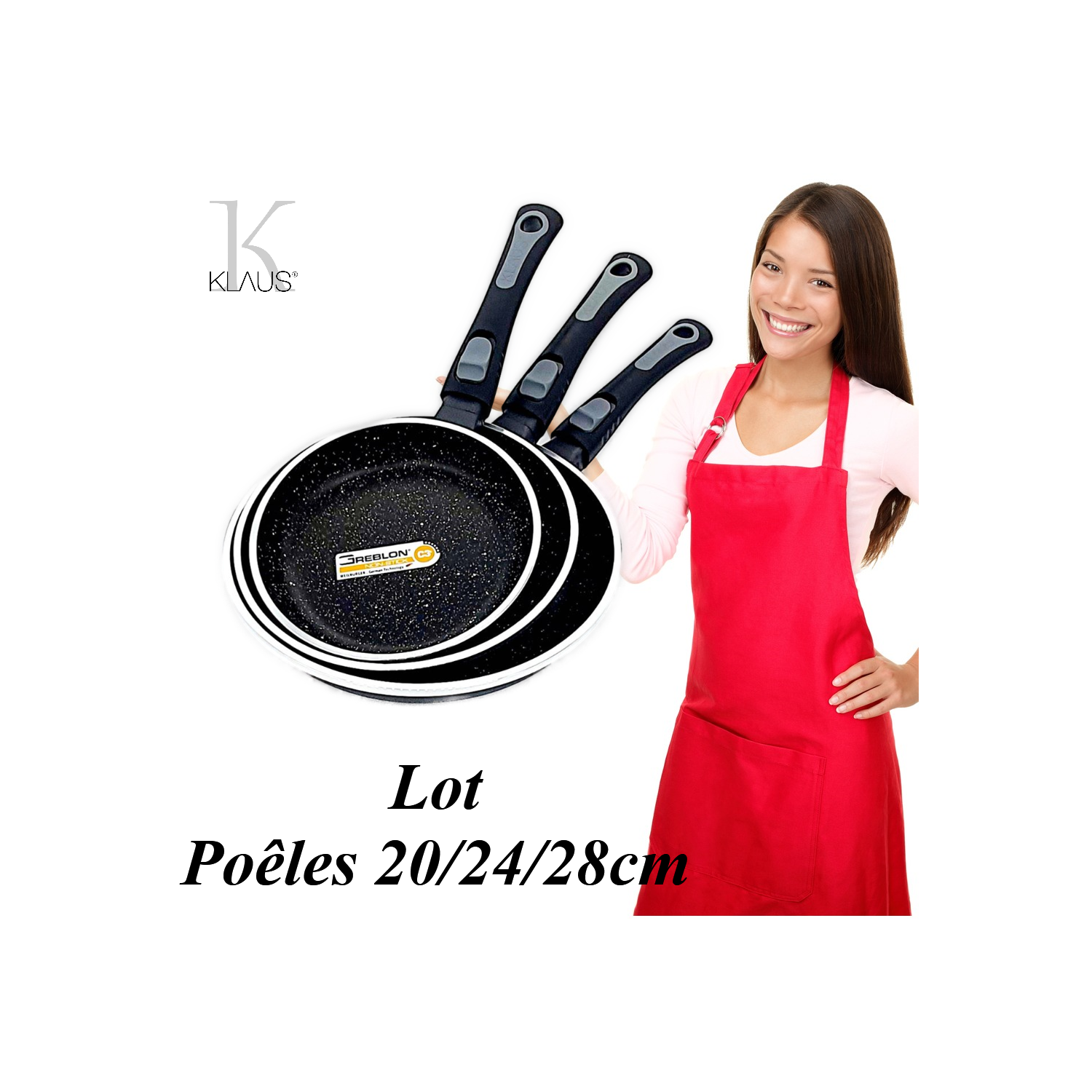 lot poêles 20 24 28cm Klaus