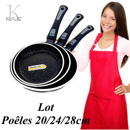 lot poêles 20 24 28cm Klaus