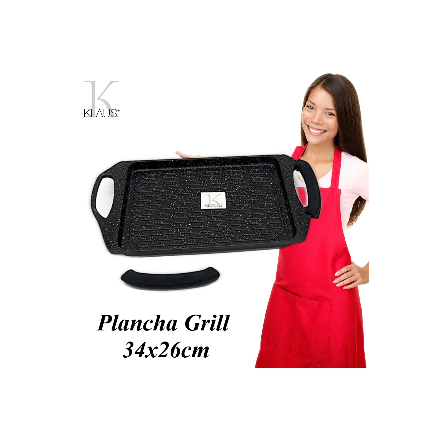 Plancha grill Klaus 34 x 26cm maniques noir