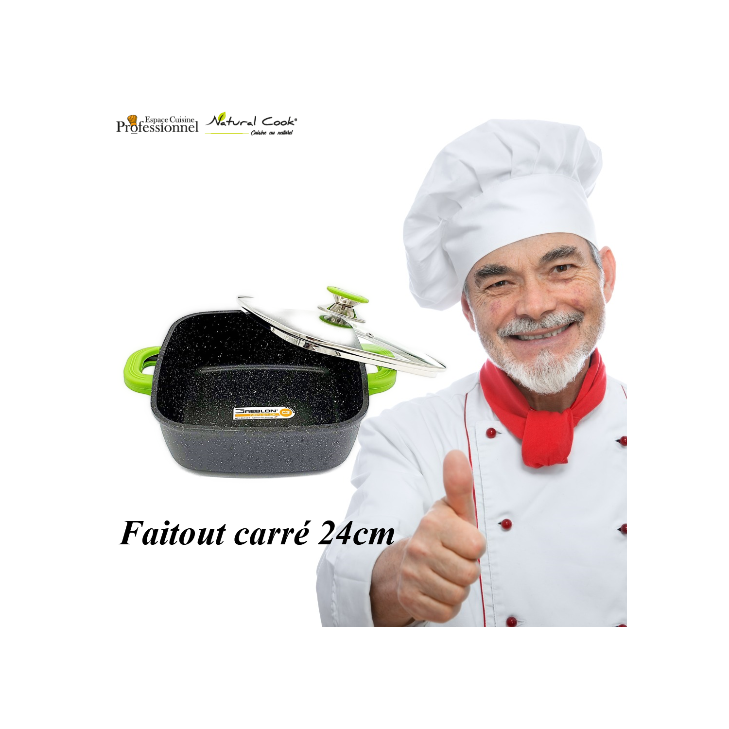 Faitout carré 24cm Espace Cuisine Professionnel