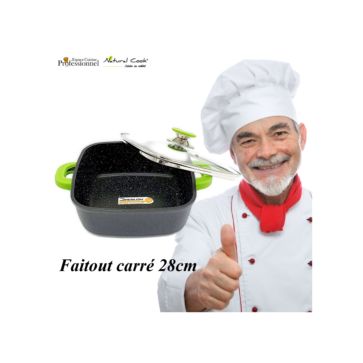 Faitout carré 28 cm Espace Cuisine Professionnel