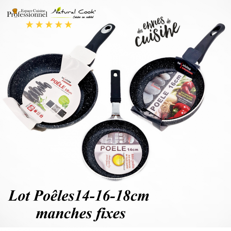 Lot Poêles 14-16-18cm Espace Cuisine Professionnel