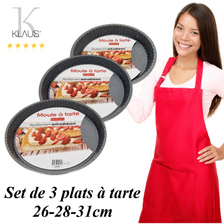 Lot 3 plats à tarte Klaus 26-28-31cm