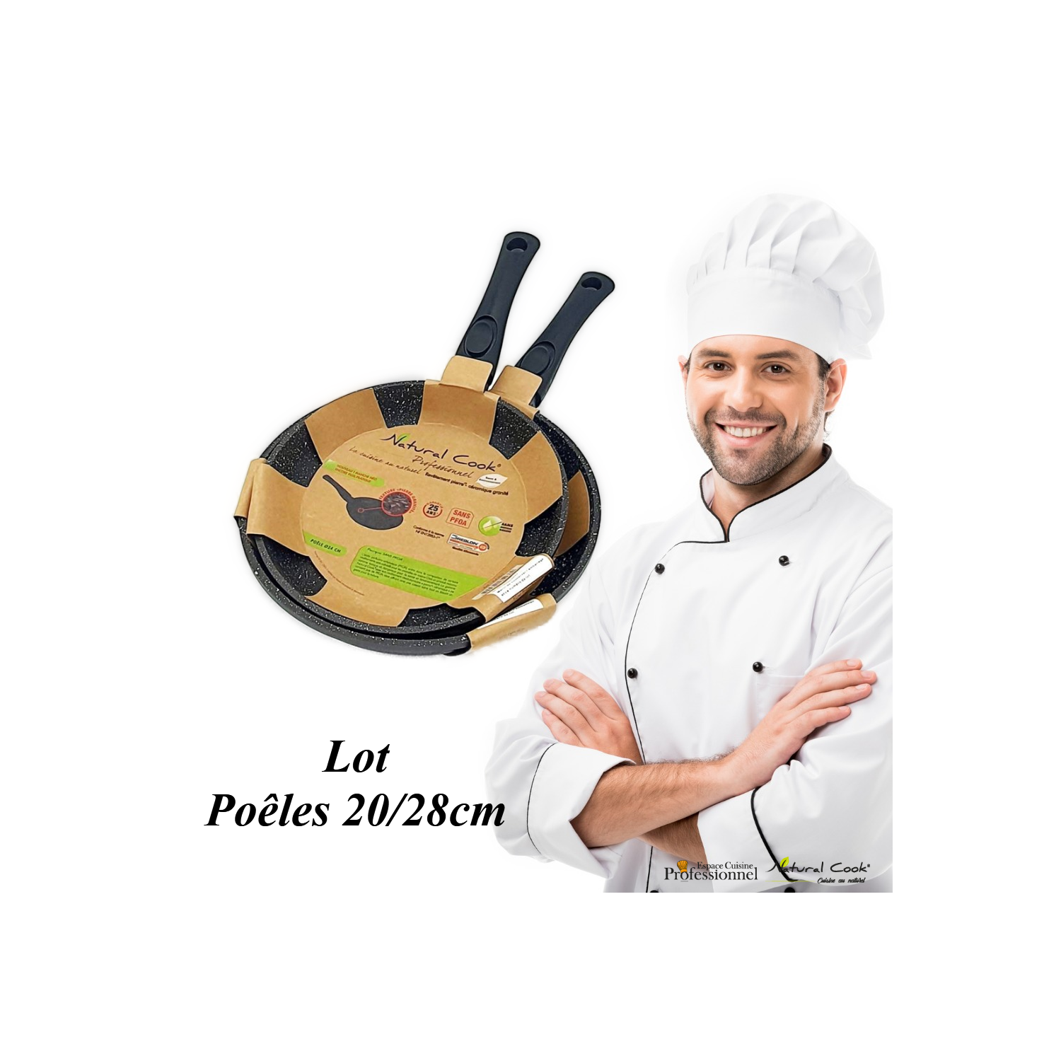 Lot Poêles 20-28cm Natural Cook Professionnel