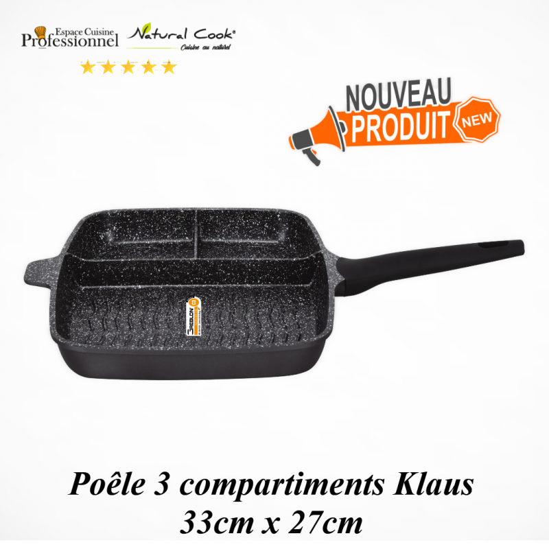 Poêle Grill 3 compartiments 33x27cm Klaus