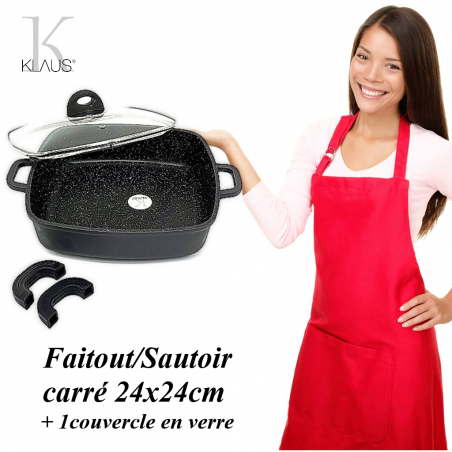 Plat carré sautoir 24cm Klaus revêtement pierre.