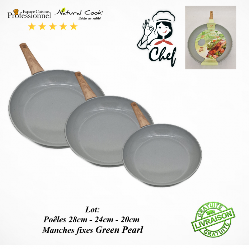 Poêle à Crêpes Céramique 28 Cm Green Pearl - Antiadhésif Sans PFAS, Tous Feux Induction
