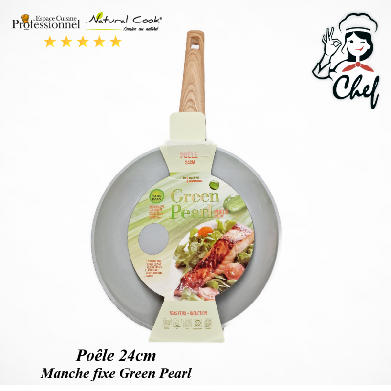 Poêle à Crêpes Céramique 28 Cm Green Pearl – Antiadhésive Sans PFAS, Effet Glisse Magique, Tous Feux Dont Induction