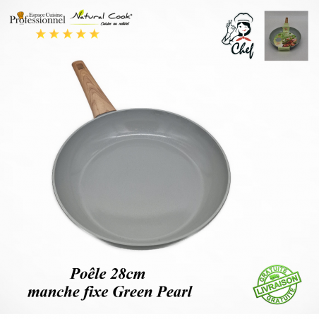 Poêles 28cm manche fixe céramique GREEN PEARL