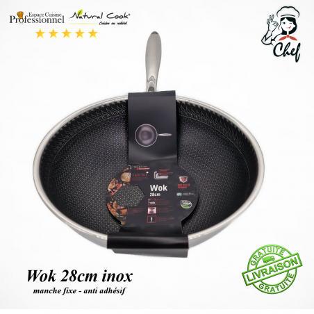 Wok 28cm Inox antiadhésif Espace Cuisine Professionnel