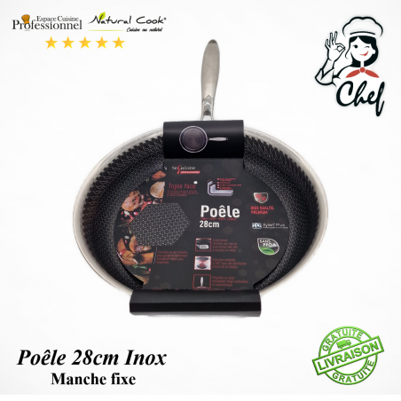 Wok 28cm Inox antiadhésif Espace Cuisine Professionnel