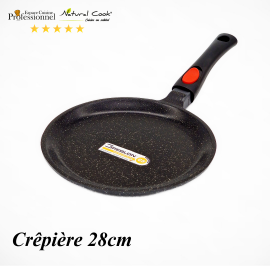 crêpière 28 cm revêtement pierre manche amovible