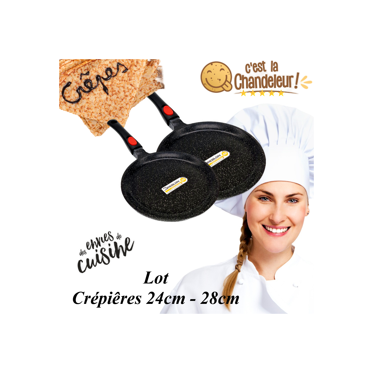 2 Crêpières 24cm - 28cm Espace Cuisine Professionnel