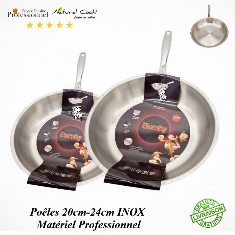 Poêles 20cm - 24cm Inox matériel Professionnel ESP