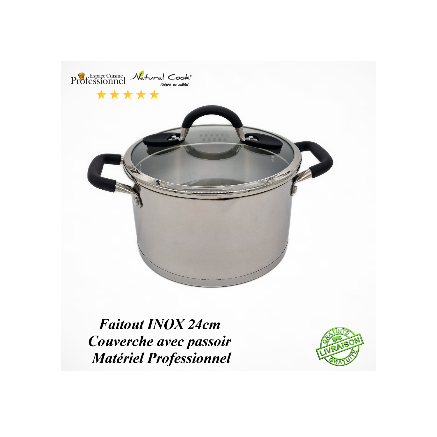 Poêle 24cm - Inox matériel Professionnel