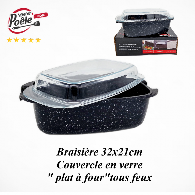 Braisière 32x21cm-couvercle plat à four ESP